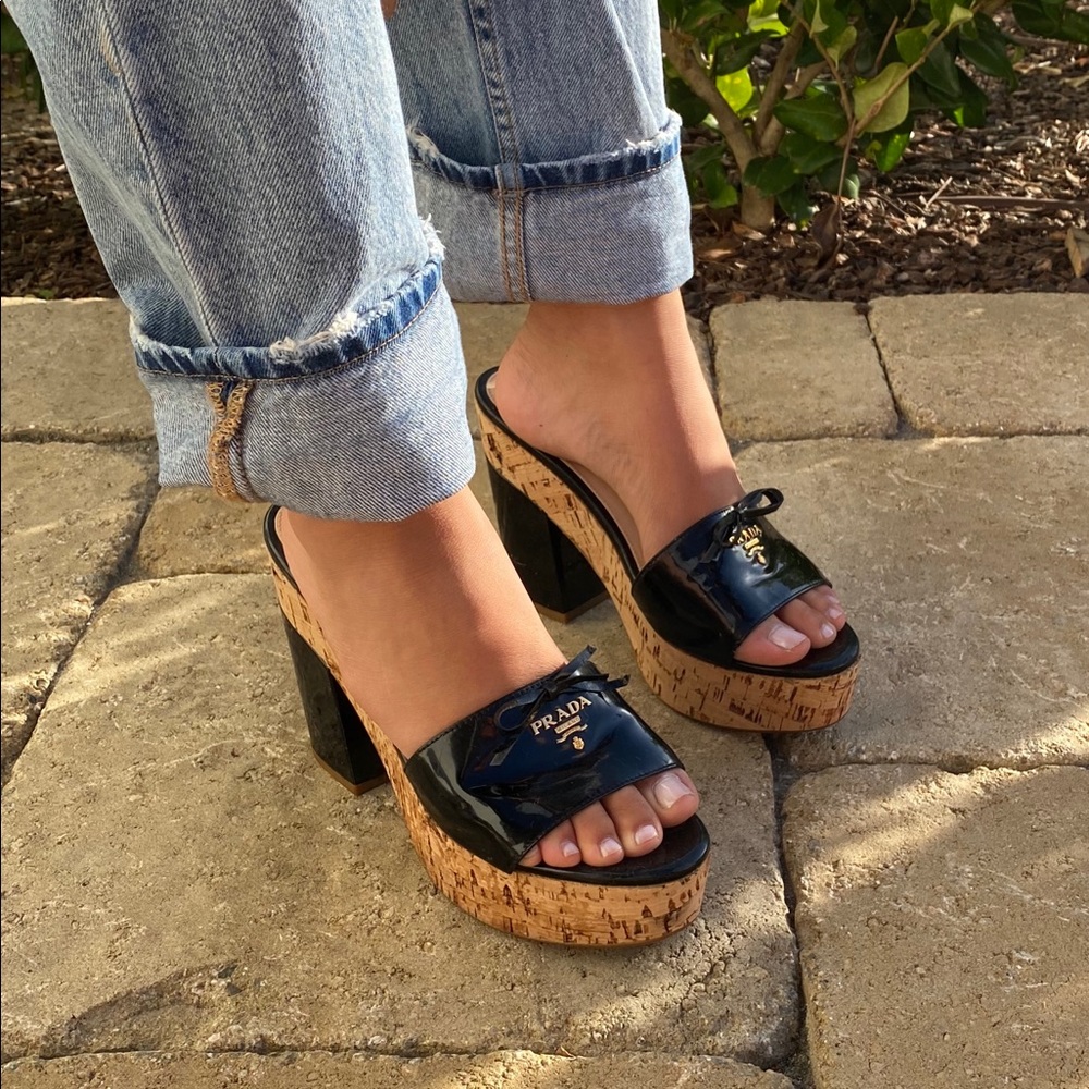 Classic Black Prada Wedges!